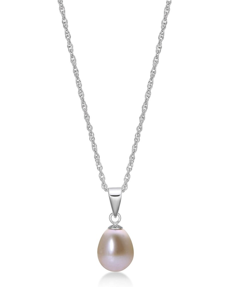 Freshwater Pink Pearl Pendant Necklace for Women in 925 Sterling Silver on 18 Inch Chain with Spring Ring 7-8 mm $14.70 Neckl...