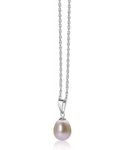 Freshwater Pink Pearl Pendant Necklace for Women in 925 Sterling Silver on 18 Inch Chain with Spring Ring 7-8 mm $14.70 Neckl...