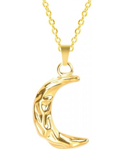 Stainless Steel Hammered Moon Crescent Party Holiday Wedding Office Pendant Necklace Gold $6.37 Necklaces