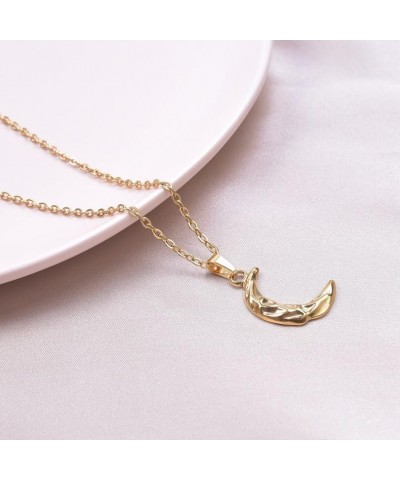 Stainless Steel Hammered Moon Crescent Party Holiday Wedding Office Pendant Necklace Gold $6.37 Necklaces