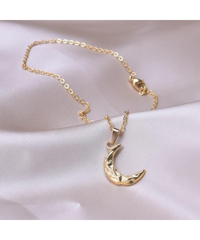 Stainless Steel Hammered Moon Crescent Party Holiday Wedding Office Pendant Necklace Gold $6.37 Necklaces