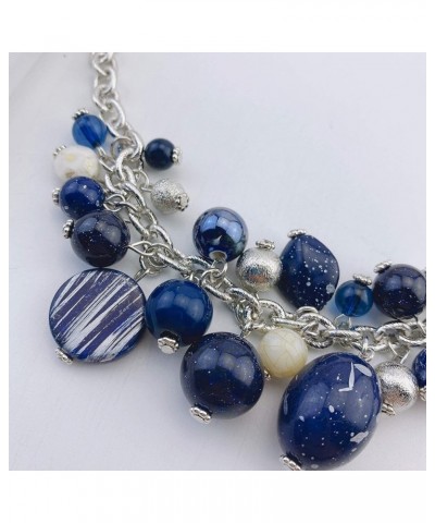 Women's Beaded Strand Statement Necklace Beads Collar N0002-Blue Depths $11.76 Necklaces