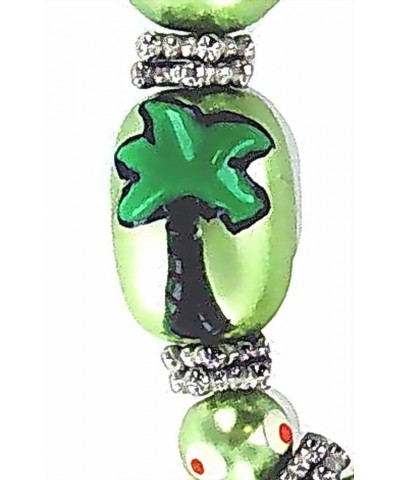 Women Stretch Bracelet/Hand Painted Hula Girl, Coconut Tree, Flamingo & Tropical Fish Pearlized Glass Beads /13x18MM / Bracel...