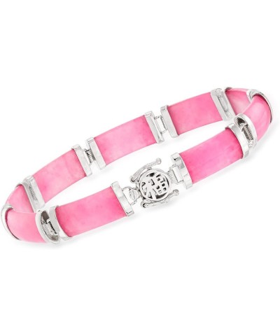 Jade Good Fortune Bracelet in Sterling Silver Pink Jade 7.5 Inches $51.84 Bracelets