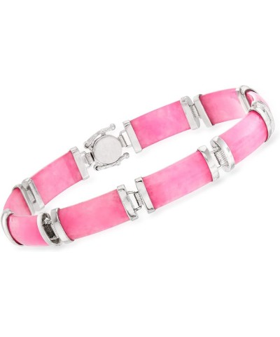 Jade Good Fortune Bracelet in Sterling Silver Pink Jade 7.5 Inches $51.84 Bracelets