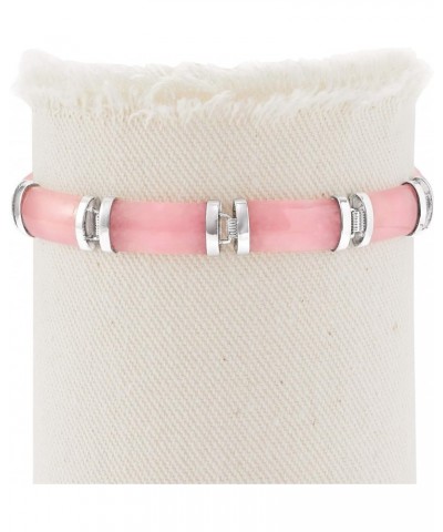 Jade Good Fortune Bracelet in Sterling Silver Pink Jade 7.5 Inches $51.84 Bracelets