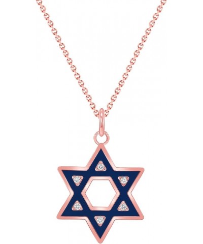 Jewish Star of David Diamond Pendant Necklace in Solid 14k Gold, Made in America Small 16" Necklace Rose Gold $116.10 Necklaces