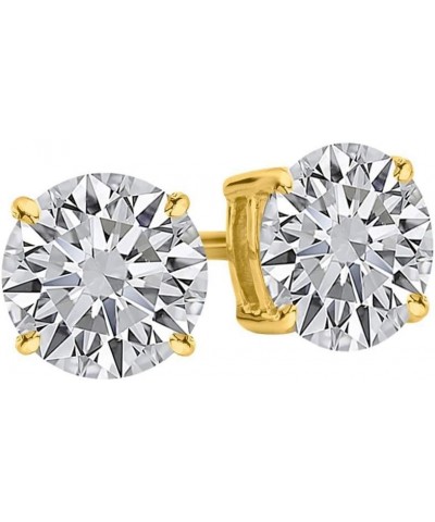 1/4-2 Carat Total Weight Round Diamond Stud Earrings 4 Prong Screw Back (H-I Color SI2-I1 Clarity) 2.0 Carat 14K Yellow Gold ...