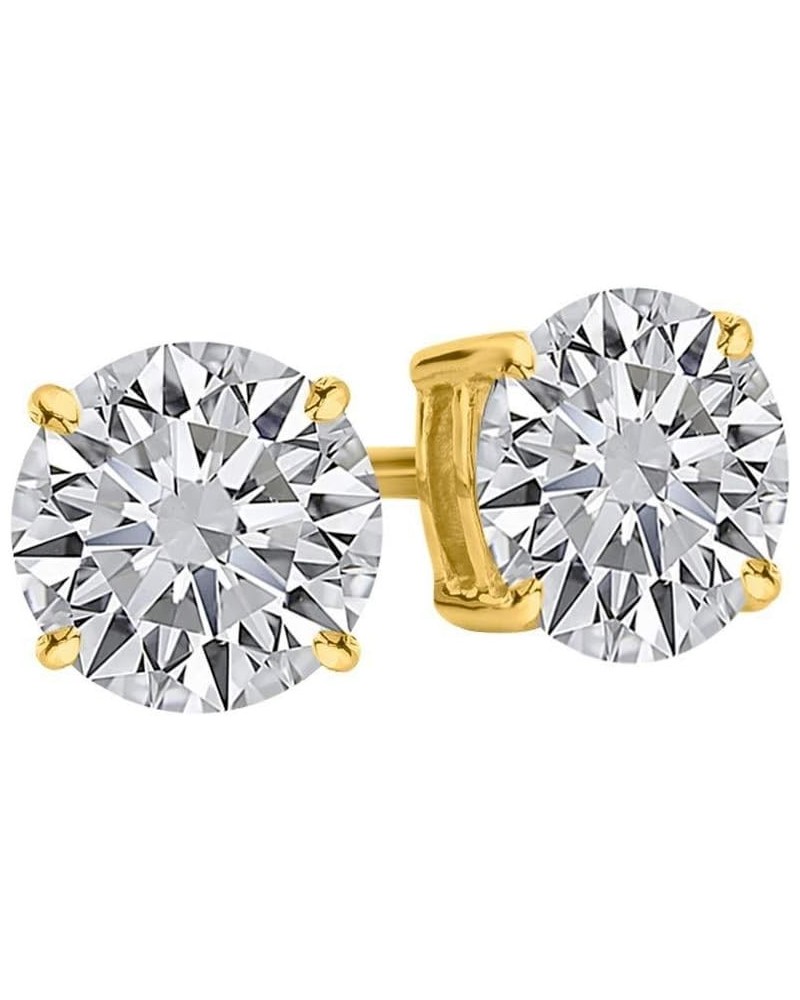 1/4-2 Carat Total Weight Round Diamond Stud Earrings 4 Prong Screw Back (H-I Color SI2-I1 Clarity) 2.0 Carat 14K Yellow Gold ...