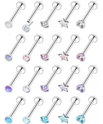 18G 20G Threadless Push in Nose Rings for Women 316L Surgical Stainless Steel L Shaped Nose Studs Screw Bone Nose Rings Pierc...