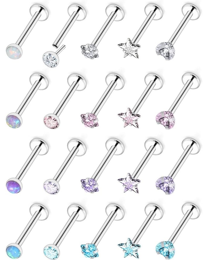 18G 20G Threadless Push in Nose Rings for Women 316L Surgical Stainless Steel L Shaped Nose Studs Screw Bone Nose Rings Pierc...