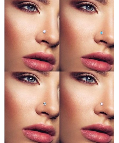 18G 20G Threadless Push in Nose Rings for Women 316L Surgical Stainless Steel L Shaped Nose Studs Screw Bone Nose Rings Pierc...