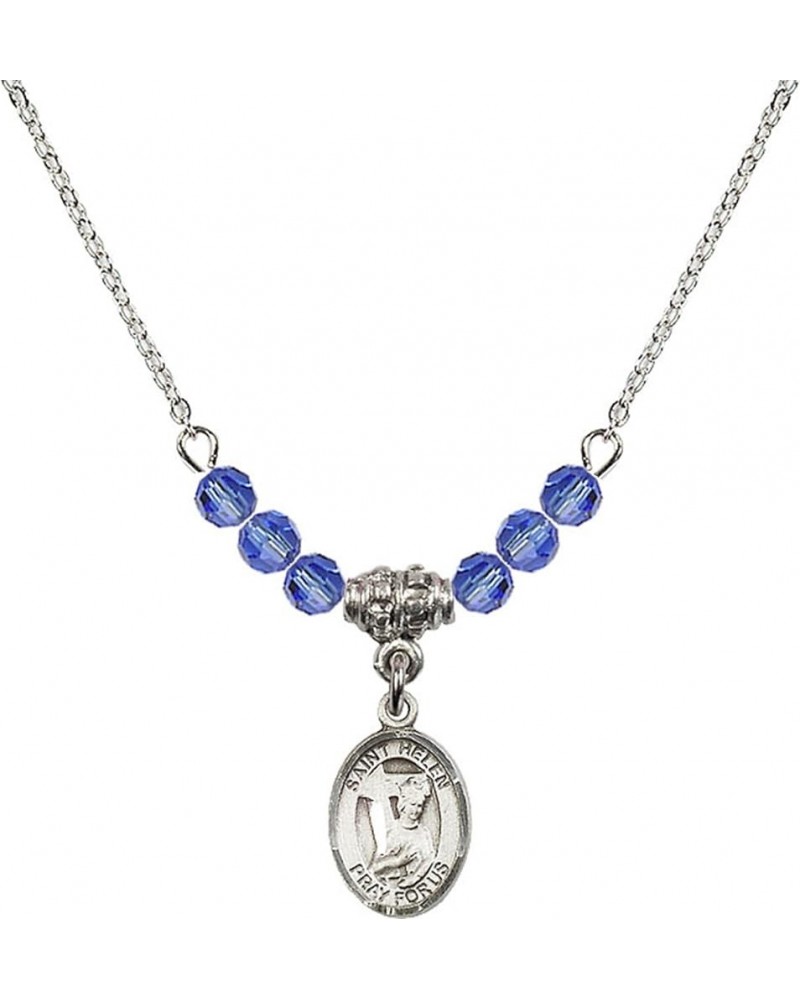 September Birth Month Bead Necklace with Catholic Patron Saint Petite Charm, 18 Inch Saint Helen $27.25 Necklaces