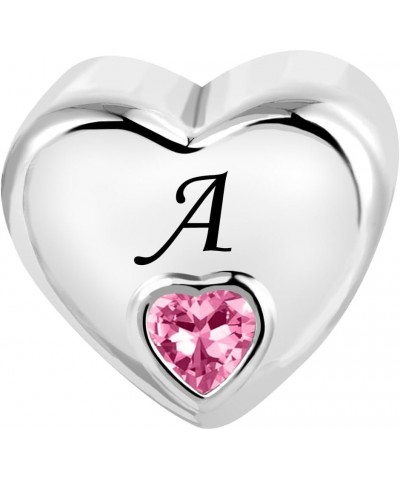 Initial A-Z Letter Love Pink Heart Alphabet Bead Charms Compatible with Pandora Charm Bracelets for Women Letter A $8.33 Brac...