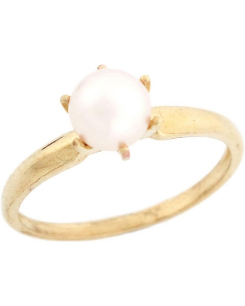 10k Solid Yellow Gold Freshwater Cultured Pearl Solitaire Promise Ring Jewelry $64.60 Rings