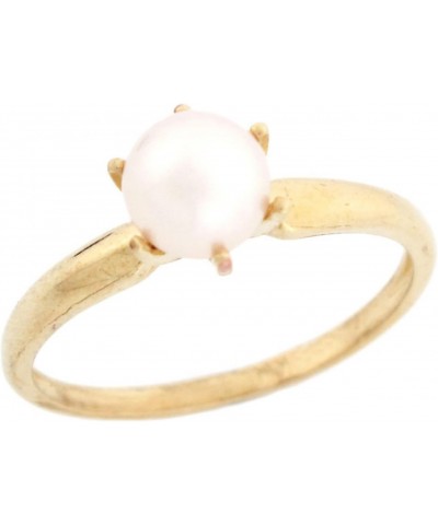 10k Solid Yellow Gold Freshwater Cultured Pearl Solitaire Promise Ring Jewelry $64.60 Rings