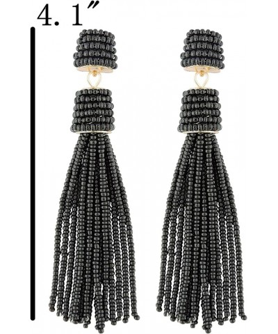 Handmade Beads Tassels Fringe Dangle Drop Earrings For Women (ER1093) White+Silver $14.49 Earrings