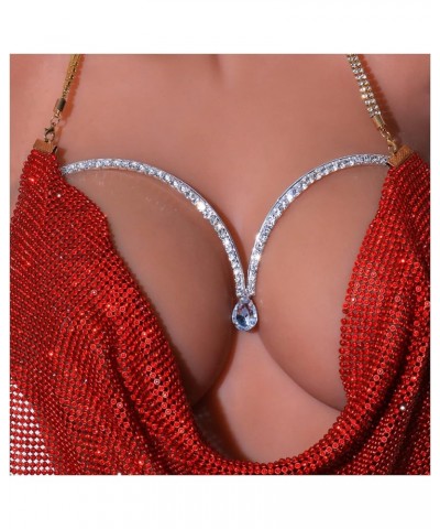 Sexy Rhinestone Chest Bracket Bra Chain Body Jewelry Bikini Beach Crystal Body Chain Rhinestone Underwear Chain Lingerie Ches...