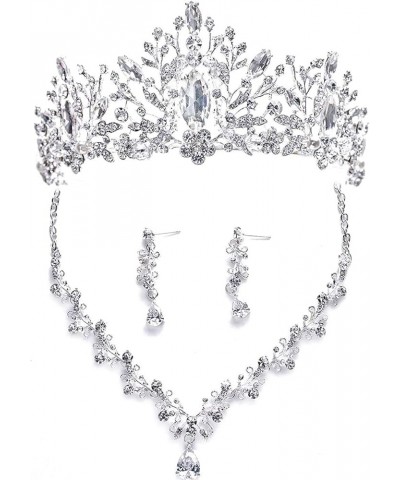 Bride Headdress Jewelry Wedding Necklace Earrings Set Crystal Crown Tiara A $19.03 Jewelry Sets