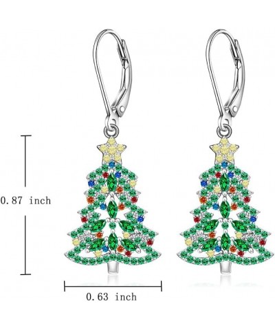 Christmas Tree Earrings for Women Sterling Silver Winter Christmas Xmas Tree Earrings Colorful Tree Dangle Rhinestone Jewelry...