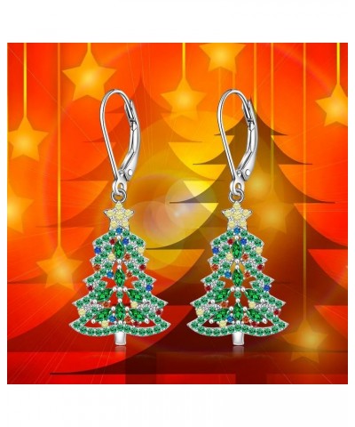 Christmas Tree Earrings for Women Sterling Silver Winter Christmas Xmas Tree Earrings Colorful Tree Dangle Rhinestone Jewelry...