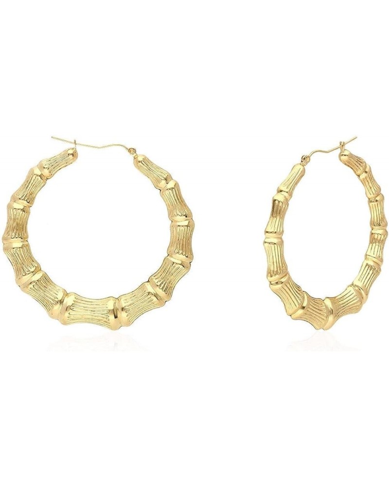 10K Yellow Gold Bamboo Hoop Earrings 17-85mm Diameter: 77mm mm $112.84 Earrings