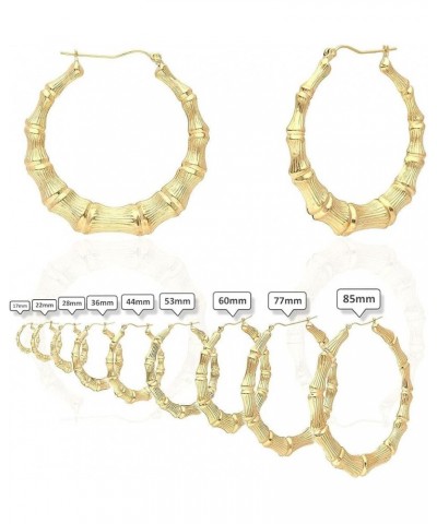 10K Yellow Gold Bamboo Hoop Earrings 17-85mm Diameter: 77mm mm $112.84 Earrings