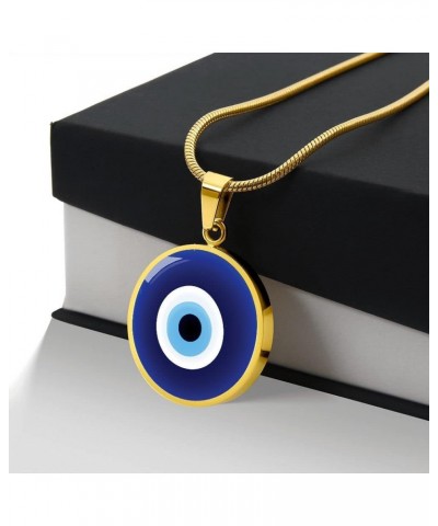 Evil Eye Necklace For Women, Personalized Spiritual Protection Jewelry, Engraved Pendant Charm Gold or Silver D09 Gold -No En...