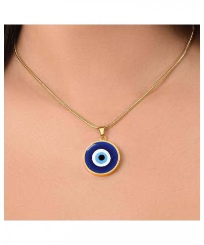 Evil Eye Necklace For Women, Personalized Spiritual Protection Jewelry, Engraved Pendant Charm Gold or Silver D09 Gold -No En...