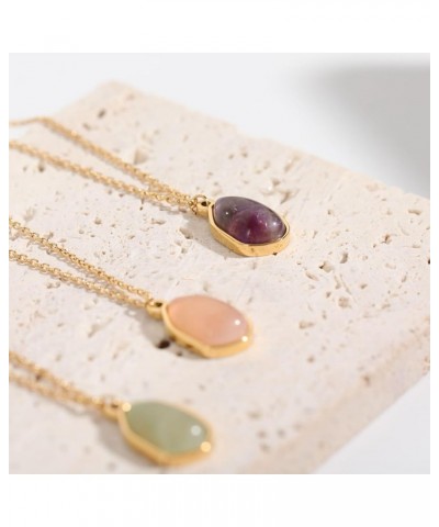 Rectangle/Oval Quartz Necklace Fashion Natural Stone Pendant Necklaces Gold Crystal Gemstone Opal Tiger Eye Jewelry Gifts for...