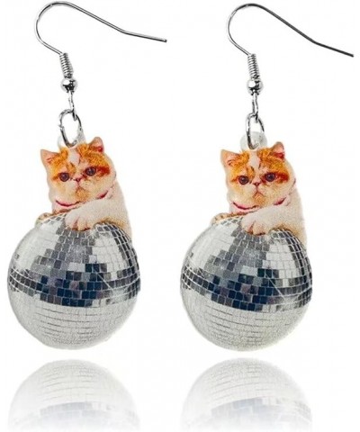 Animal Theme Acrylic Earrings Cute Cat Dangle Earrings Holiday Party Jewelry Gifts for Women and Girls One size Silver Disco ...