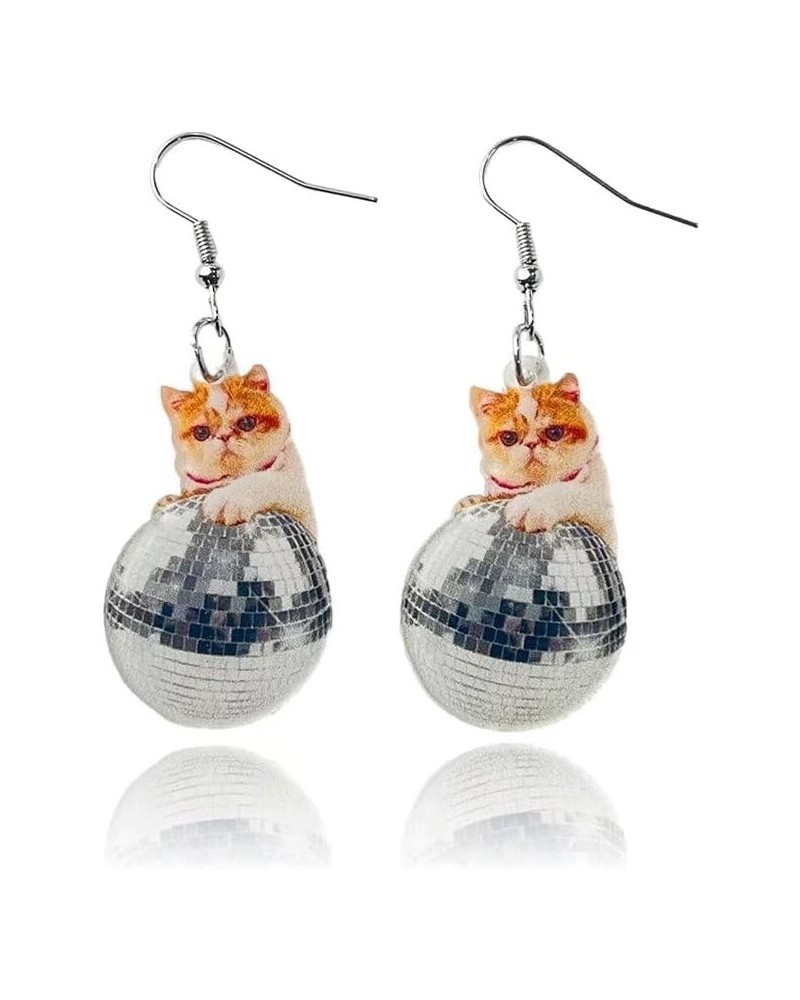 Animal Theme Acrylic Earrings Cute Cat Dangle Earrings Holiday Party Jewelry Gifts for Women and Girls One size Silver Disco ...