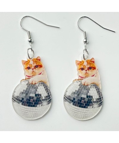 Animal Theme Acrylic Earrings Cute Cat Dangle Earrings Holiday Party Jewelry Gifts for Women and Girls One size Silver Disco ...