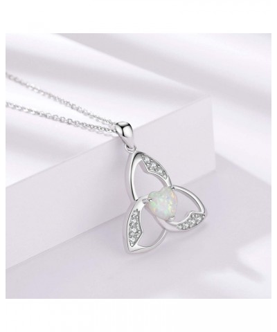 Celtic Necklace Jewelry for Women 925 Sterling Silver Celtic Trinity Knot Opal Pendant Necklace Good Luck Irish Mother's Day ...