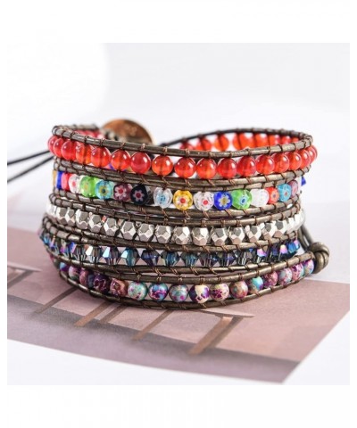 Natural Stone Handmade Leather Wrap Bracelet Collection Type-12 $10.07 Bracelets