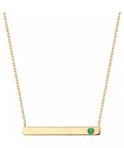 14K Gold Plated Crystal Birthstone Bar Necklace | Dainty Necklace | Gold Necklaces for Women | 14K Yellow Gold Plated 05. May...