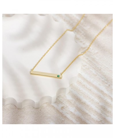 14K Gold Plated Crystal Birthstone Bar Necklace | Dainty Necklace | Gold Necklaces for Women | 14K Yellow Gold Plated 05. May...