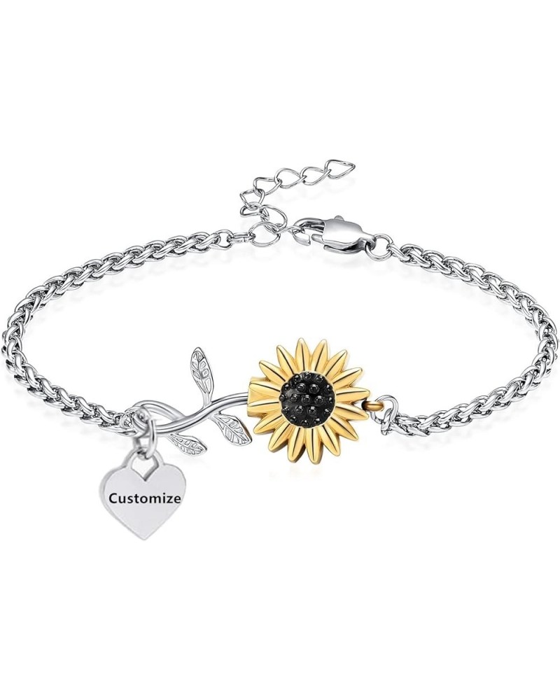 Sunflower Urn Bracelet for Ashes Cremation Jewelry Women's Ashes Link Bracelet Bangles Keepsake Memorial Jewelry Customize $1...