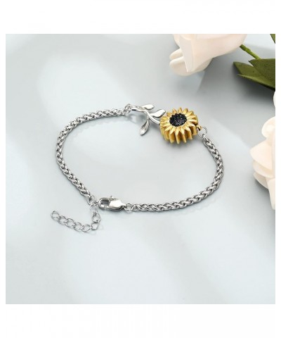 Sunflower Urn Bracelet for Ashes Cremation Jewelry Women's Ashes Link Bracelet Bangles Keepsake Memorial Jewelry Customize $1...