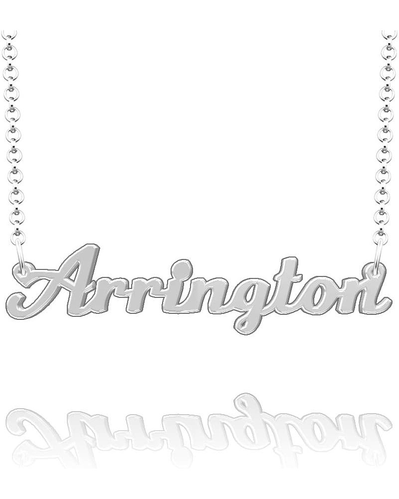 Arrington Name Necklace Stainless Steel Plated Custom Made of Last Name Personalized Gift for Family Font9-Silver $12.95 Neck...