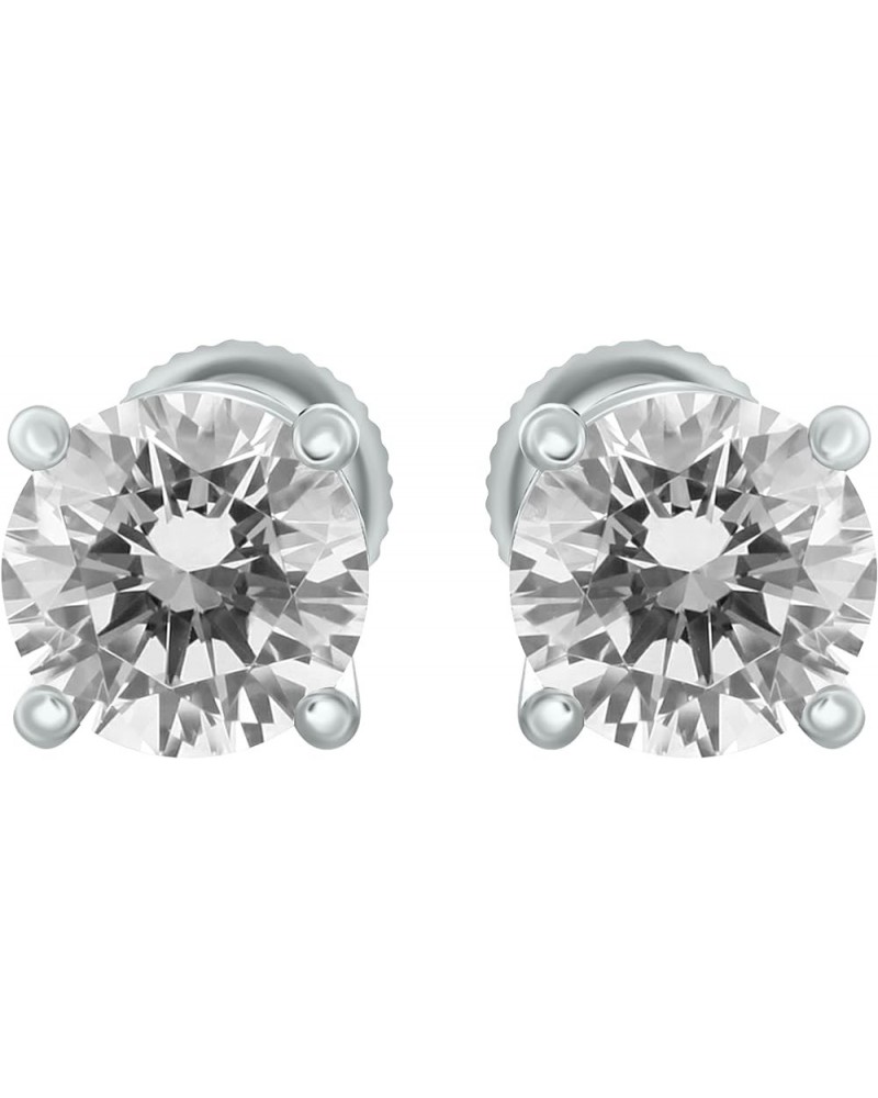 1/5 to 2 Carat TW Natural Real Diamond Solitaire Studs Earrings Available in 14K White and Yellow Gold with Secure Screw Back...