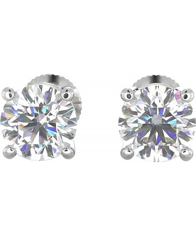 1/5 to 2 Carat TW Natural Real Diamond Solitaire Studs Earrings Available in 14K White and Yellow Gold with Secure Screw Back...