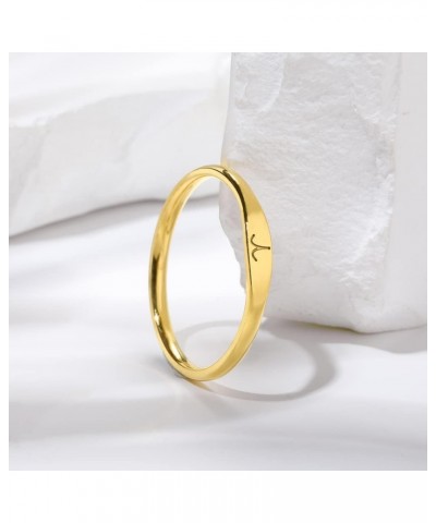 Unisex Stainless Steel Thin Simple 12 Constellation Zodiac Symbols Stackable Couple Ring Gold Aries $7.64 Others