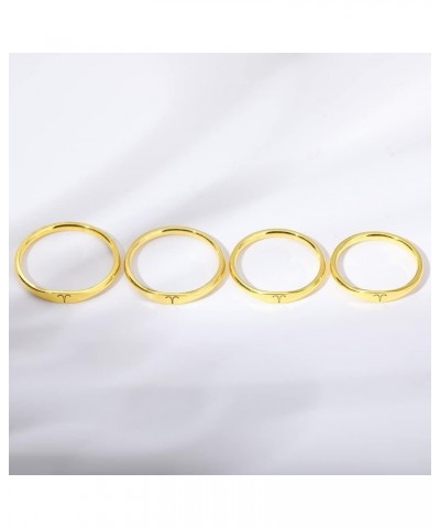 Unisex Stainless Steel Thin Simple 12 Constellation Zodiac Symbols Stackable Couple Ring Gold Aries $7.64 Others