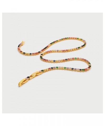 2mm Tennis Necklace Colorful Artificial Zirconia Necklace Dopamine Choker Gift for Women $12.71 Necklaces