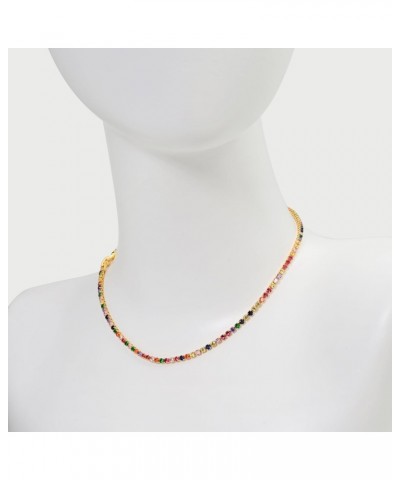 2mm Tennis Necklace Colorful Artificial Zirconia Necklace Dopamine Choker Gift for Women $12.71 Necklaces