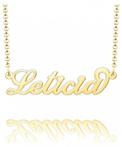 Monogram Necklace Personalized Nameplate Necklace Leticia 24k Gold Plated $11.59 Necklaces