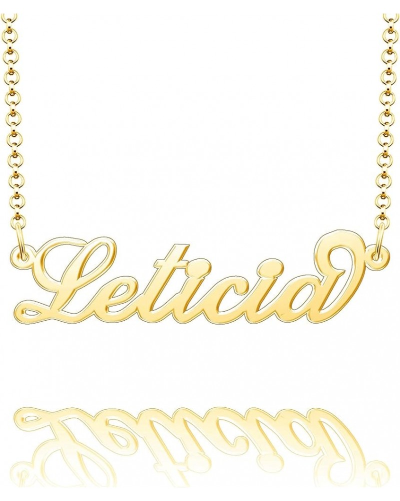 Monogram Necklace Personalized Nameplate Necklace Leticia 24k Gold Plated $11.59 Necklaces