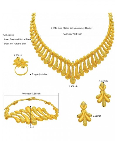 Indian Bollywood Women Jewelry Sets 24K Gold Plated Dubai Gold Necklace Earrings Bangle Fashion Wedding Prom Jewelry Set S-23...