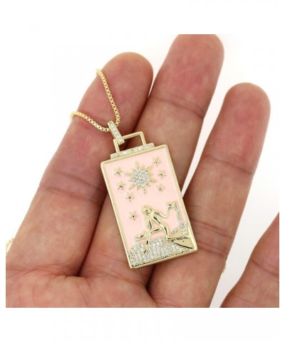 Geometric Big Pendant Necklace Tarot Cards Woman's Jewelry Gold Filled Square Symbolic Necklaces & Pendants Sun Moon Mermaid ...